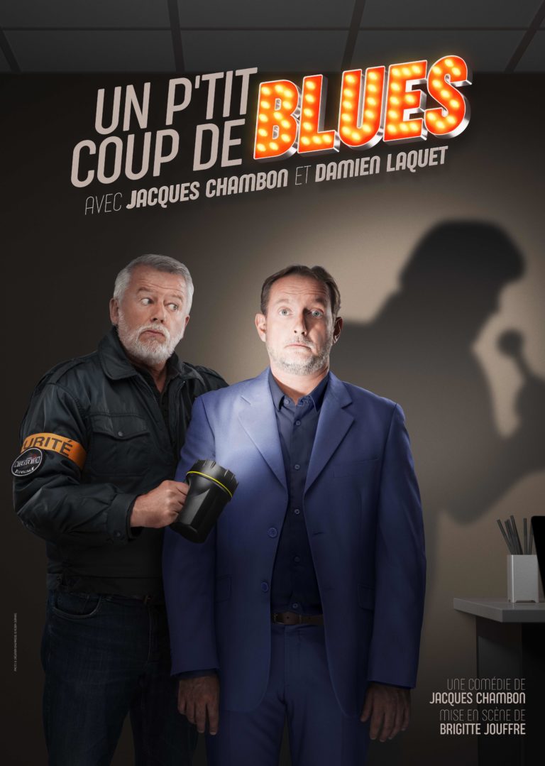 Affiche de la pièce de théâtre "Un petit coup de blues" de 2024 - Compagnie de théâtre lyonnaise Nandi - Saison culturelle 2023/2024